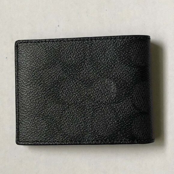 Coach Billfold Wallet Mens Black Retro Patch 69218 Slim Signature Canvas Leather - Picture 3 of 5